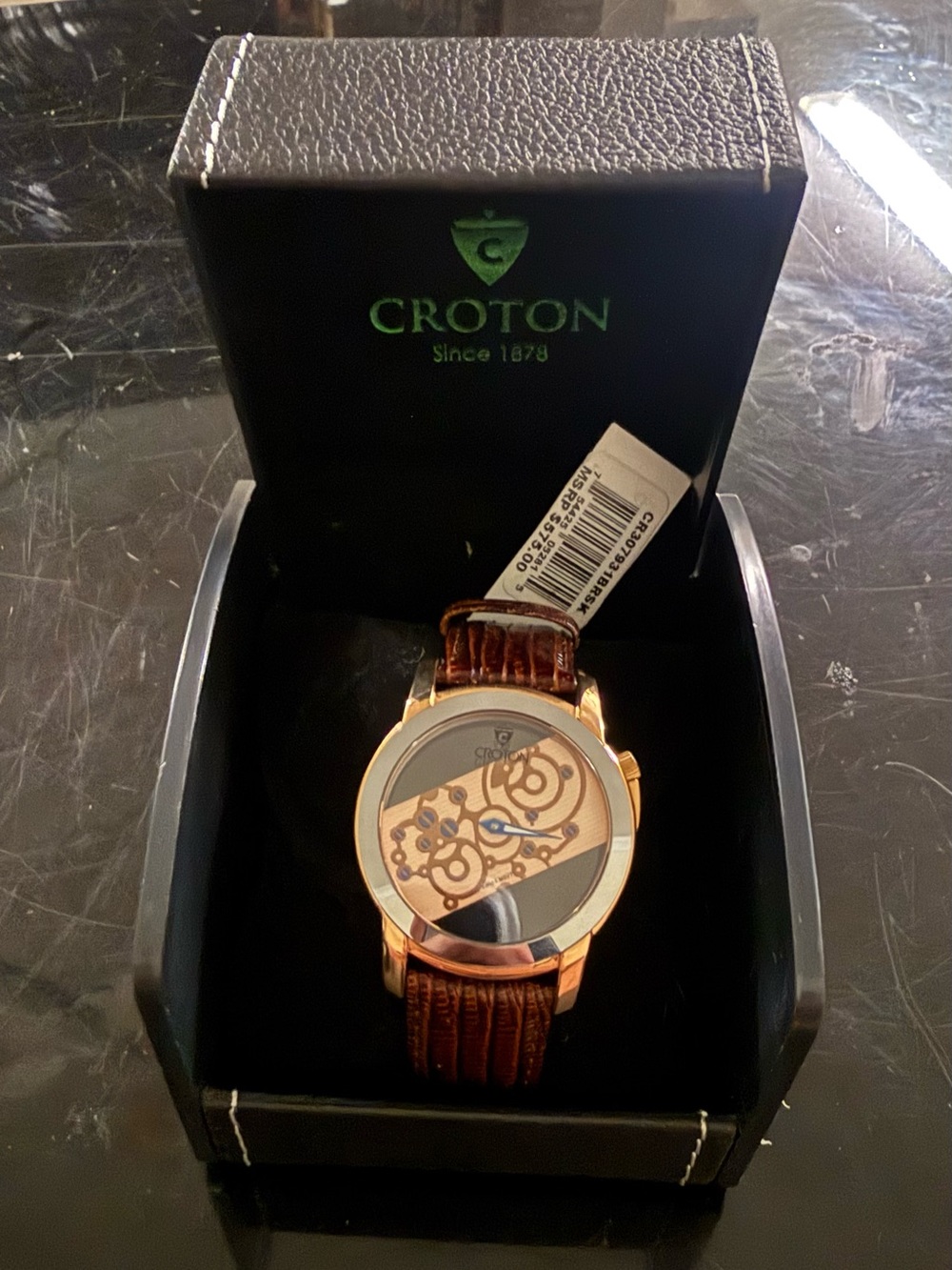 Croton Men’s Rose Tone Swiss See-Through DIAL NWT MSRP $575